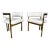 Pair of Leather and Brass Jaime Arm Chairs by Artistic Frame For Sale