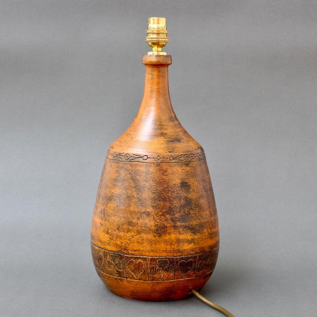 Brown Vintage Ceramic Table Lamp by Jacques Blin, 1970s For Sale - Image 8 of 18