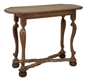 18th Century French Hand-Carved Side Table in Stripped Oak