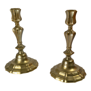18th Century Pair of French Rococo Bronze Candlestick Candle Holders
