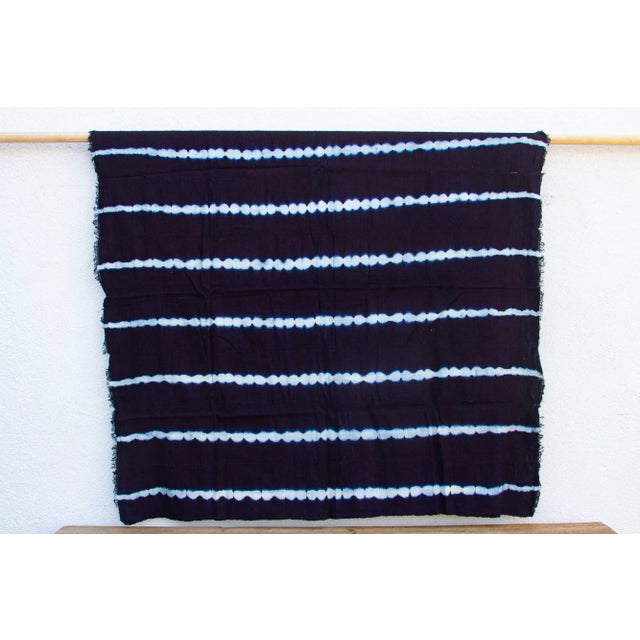 African Tuareg Dark Blue Mud Cloth For Sale - Image 3 of 8