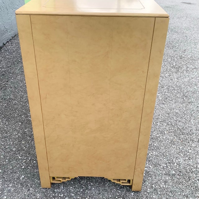 Mid 20th Century Vintage Chinoiserie Dresser and Mirror With Brass Accents by White Furniture For Sale - Image 5 of 12