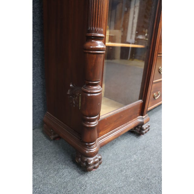 Wood Attributed r.j. Horner Mahogany Breakfront Bookcase Secretary With Winged Griffin Carvings For Sale - Image 7 of 18
