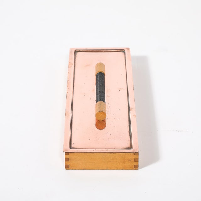 Art Deco Copper Box With Teak Handle Signed Manning Bowman For Sale - Image 10 of 12