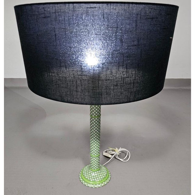 Green Glazed Ceramic Table Lamp with Webbing Pattern For Sale - Image 9 of 16