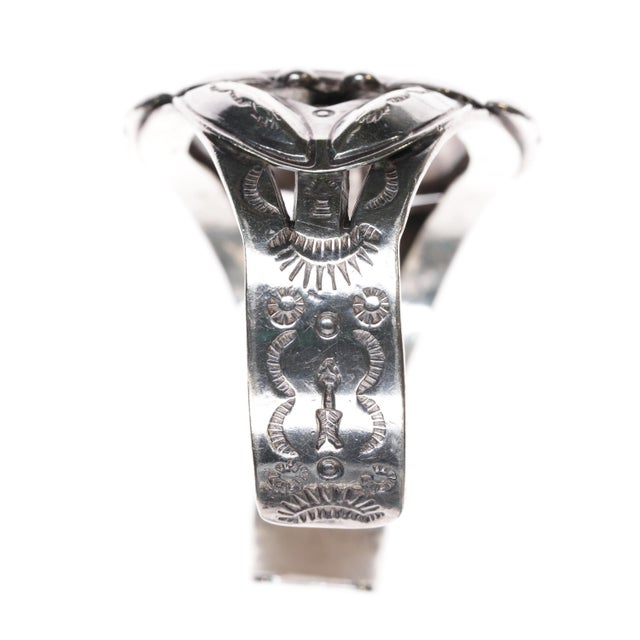 Mid 20th Century 6.25" 40's-50's Fred Harvey style sterling/jasper cuff bracelet For Sale - Image 5 of 10