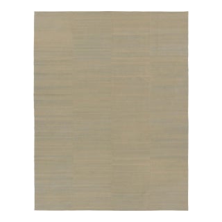 Rug & Kilim’s Contemporary Rez Kilim in Brown and Teal Textural Stripes For Sale
