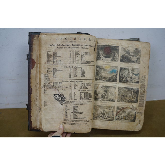 Rare Antique 18th Century Dutch Leatherbound Family Bible Old & New Testament For Sale - Image 10 of 14