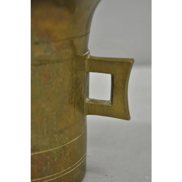 Early 20th Century Antique Solid Bronze Brass German Apothecary Mortar With Pestle - 2 PCS For Sale - Image 5 of 10