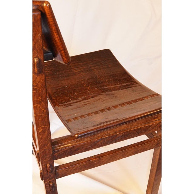 Early Oak Dining Table with Diamond-Carved Chairs by Giuseppe Rivadossi, 1979, Set of 5, in Very Good conditions. Designed...