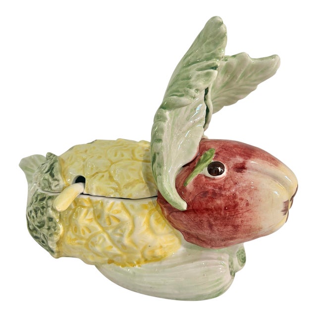 2006 Vietri Italy Bunny “Botanical Animals Collection” Rabbit Tureen With Lid and Ladle For Sale