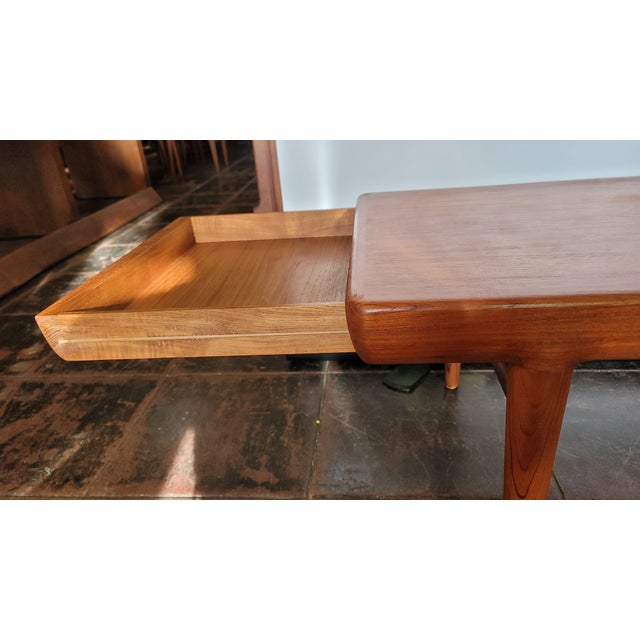 1950s Early 1958 Johannes Anderson Teak Coffee Table With Drawers CFC Silkeborg For Sale - Image 5 of 11