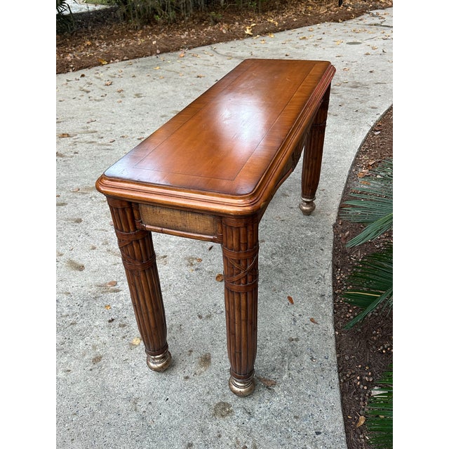 Lexington Furniture Tommy Bahama Home Island Escape Bomboo and Rattan Console Sofa Table For Sale - Image 4 of 12