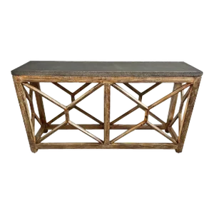 Grey Stone Top Open Console Table