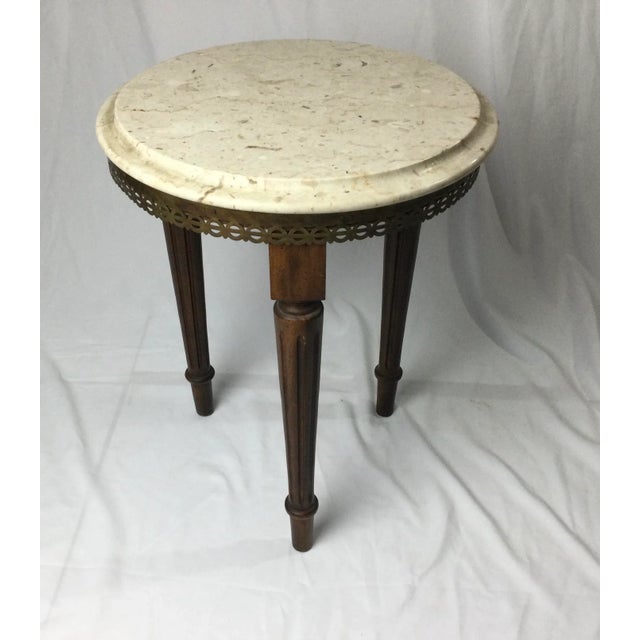 1950s Marble Top Side Table Stand With Fluted Tapered Legs For Sale - Image 4 of 10