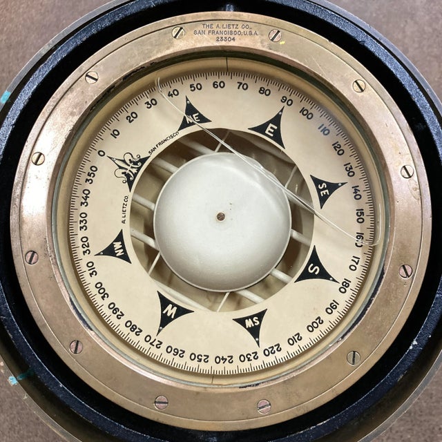 A. Lietz Company Binnacle & Gimbaled Compass in Bronze San Francisco For Sale - Image 9 of 13