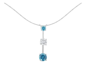 14K White Gold 1 1/2 cttw White and Treated Blue Diamond Pendant Necklace (H-I, I1-I2)