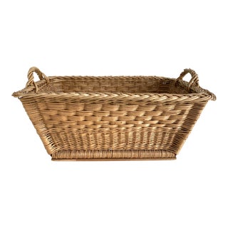 1950s French Wicker Market Basket For Sale