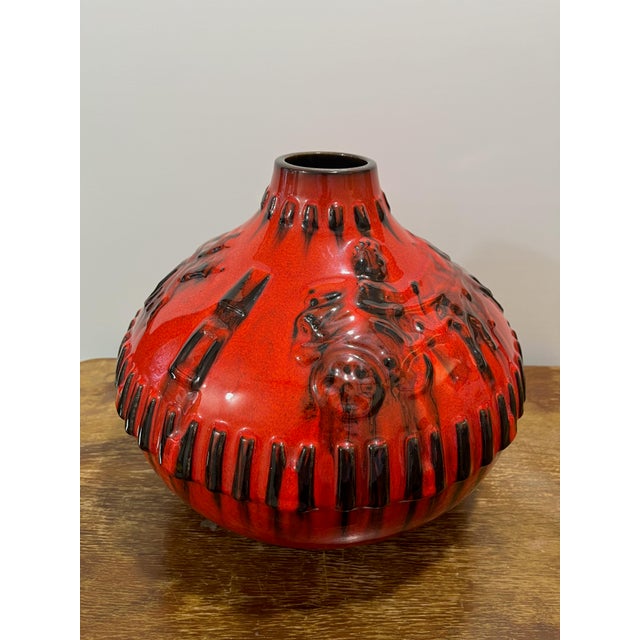 Glossy Oxblood Red Vases by Chariot Relief for Jopeko-Keramik, West Germany, 1960s, Set of 2 For Sale - Image 4 of 12