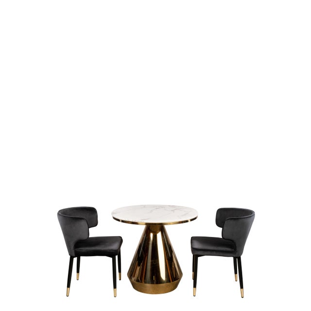 Gigi Marble Top Bistro Table & Black Chairs - Set of 3 For Sale - Image 4 of 4