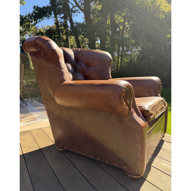 Restoration Hardware Restoration Hardware Churchill Leather Lounge Chair For Sale - Image 4 of 18