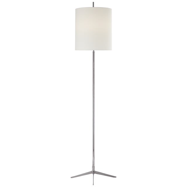 Modern Thomas O'Brien by Visual Comfort Signature Caron Floor Lamp in Polished Nickel with Linen Shade For Sale - Image 3 of 3