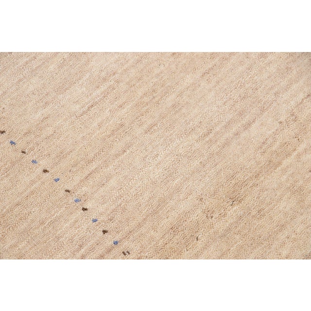 2020s Modern Gabbeh Style Handmade Beige Solid Wool Rug For Sale - Image 5 of 7
