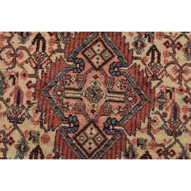 1980s Hamedan Runner 3’3” X 8’11” Ivory Wool Vintage Tribal Hand-Knotted Carpet For Sale - Image 5 of 15