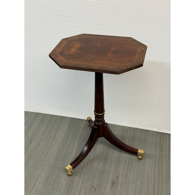 Wood Baker Furniture Tilt Top Satin Wood Side Table For Sale - Image 7 of 12