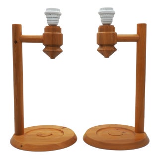 Vintage Pine Table Lamps from Ikea, Sweden, 1988, Set of 2 For Sale