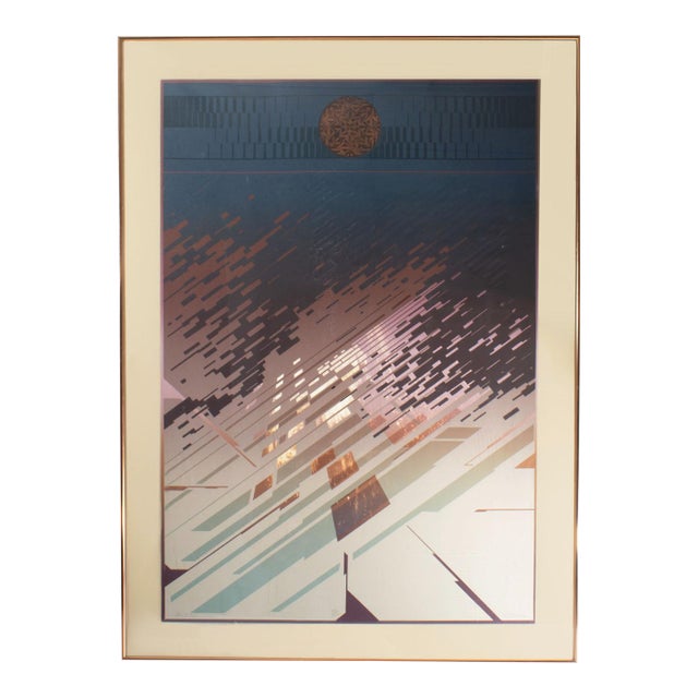 "Inclinare" Abstract Screen Print With Embossing by Don Munz For Sale