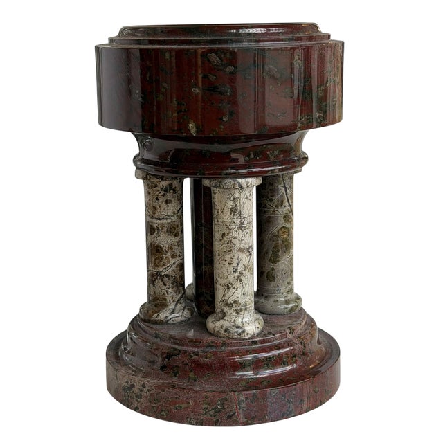 Neoclassical Antique 19th C Cornish Red & White Marble Serpentine Model Font For Sale - Image 3 of 4