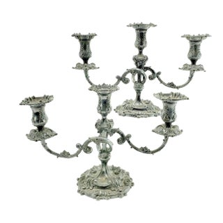 Pair of Antique Tiffany & Co Silver Plated Candelabras For Sale