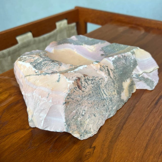 Gemstone 1970s Italian Organic Modern Pink Marble Onyx Ashtray For Sale - Image 7 of 11