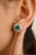 14k Gold Statement Emerald & Diamond Halo Earrings Wedding Gift- A Pair For Sale In New York - Image 6 of 11