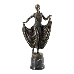 Bronze Art Deco Sculpture of a Dancer on Marble Base