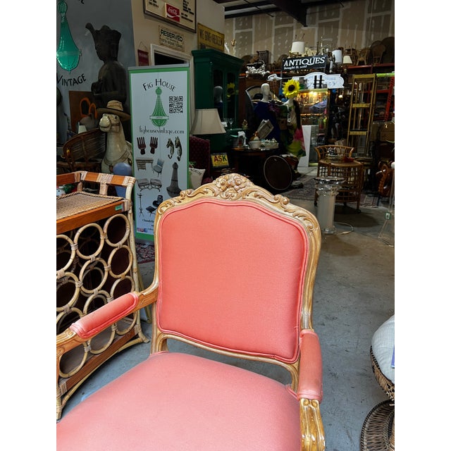 1970s 1970s Coral Vintage Wooden Accent Chair For Sale - Image 5 of 7