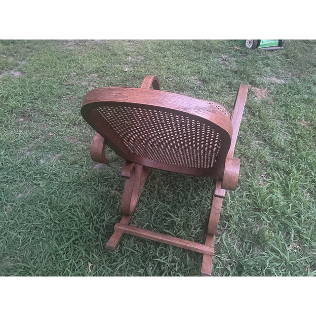 Art Nouveau Vintage Bentwood Cane Rocking Chair – Thonet Style For Sale - Image 3 of 9