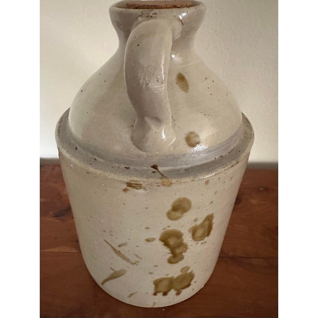 Late 19th Century Antique Late 19th Century Sand Colored American Stoneware Jug For Sale - Image 5 of 12