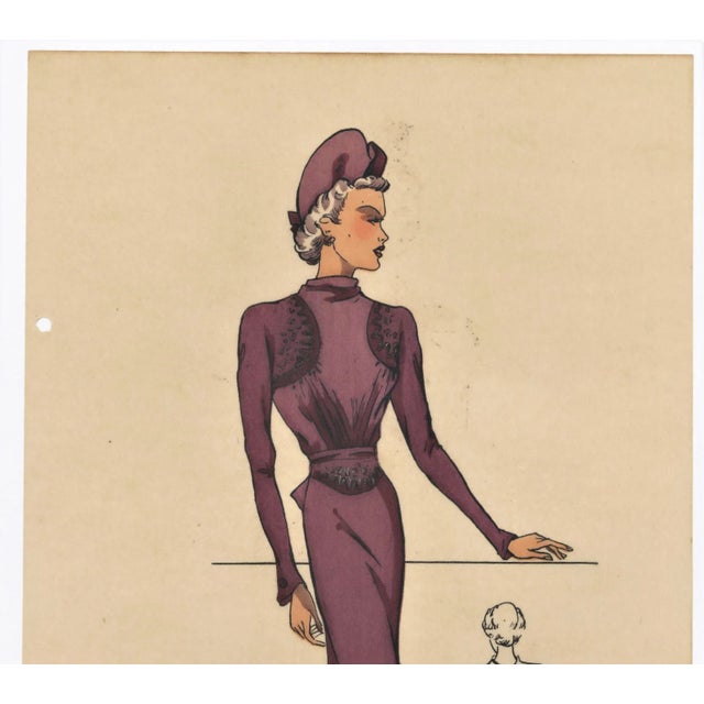 This is a French fashion design from the “Croquis Elegants” collection from 1936 which featured the latest fashions of the...