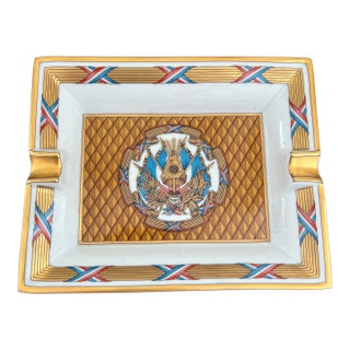 Hermes Ashtray or Catchall With Gilded French Design Emblem For Sale