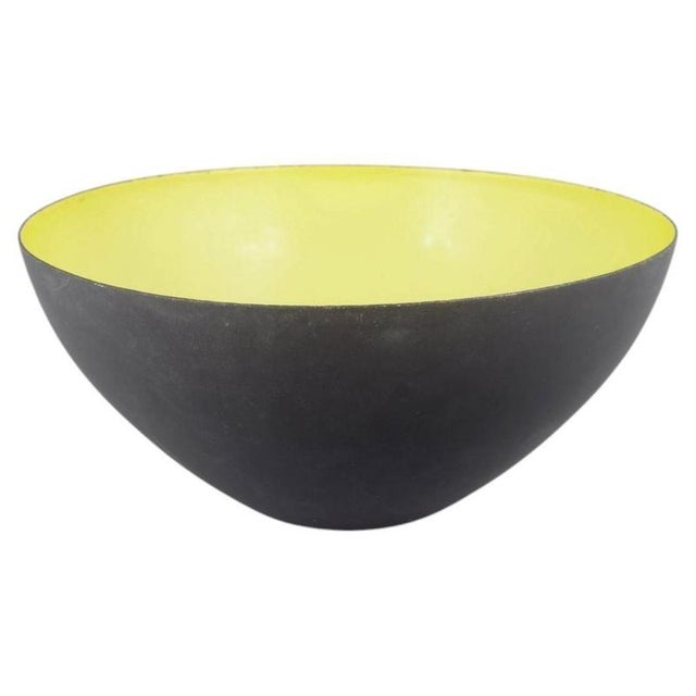 Metal Krenit Bowl with Black and Yellow Enamel from Hermann Krenchel, Denmark, 1960s For Sale - Image 6 of 6