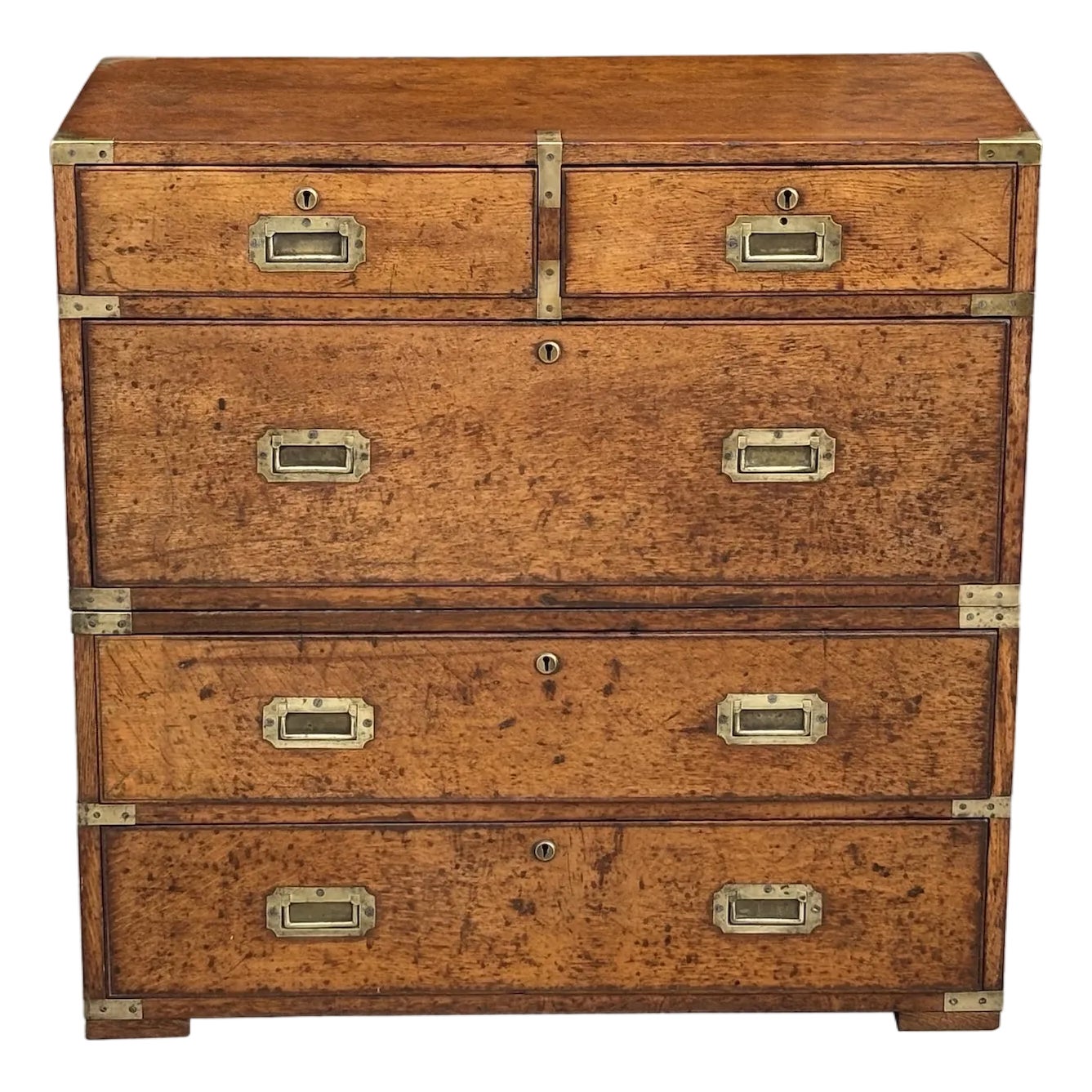 Military Campaign Chest of Drawers in Oak, 1840s | Chairish