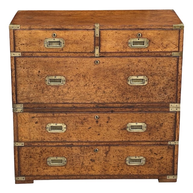Military Campaign Chest of Drawers in Oak, 1840s For Sale