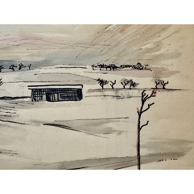 Rustic Henry Emil Salloch Original Watercolor on Paper Rural Landscape Scene, 1931. For Sale - Image 3 of 7