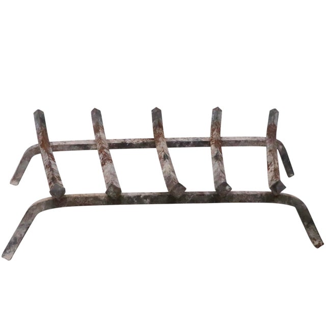 Metal Mid 20th Century Iron Fireplace Grate For Sale - Image 7 of 9