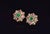 Asian Antique Late 20th Century Natural 4.89cts Diamond, Emerald & Pink Tourmaline 18k Gold Floral Earrings, Pair For Sale - Image 3 of 12