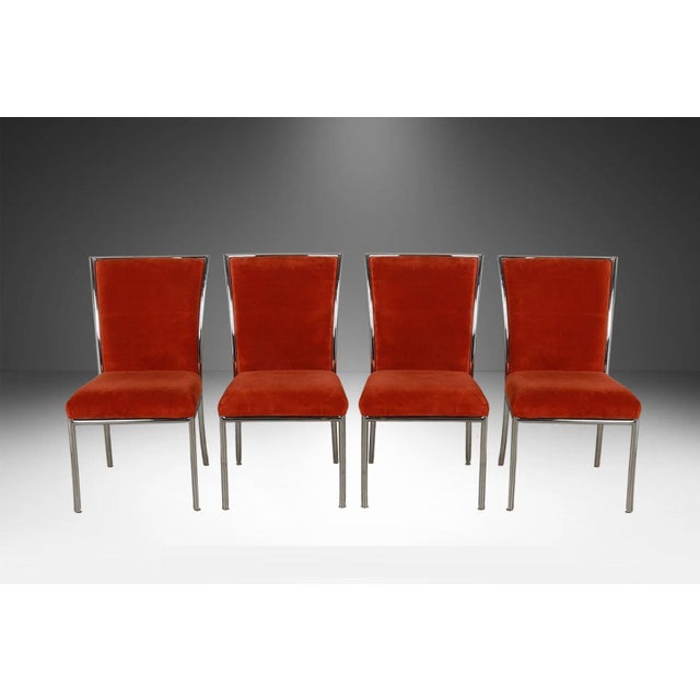 Metal Mid Century Chrome Dining Chairs Six Milo Baughman Style For Sale - Image 7 of 11