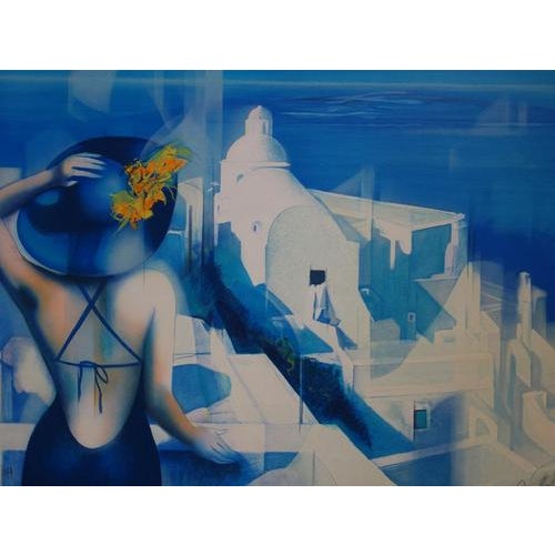 Jean-Baptiste VALADIE White light on Santorini Original lithograph Signed in pencil Numbered /199ex On vellum 56 x 76 cm...