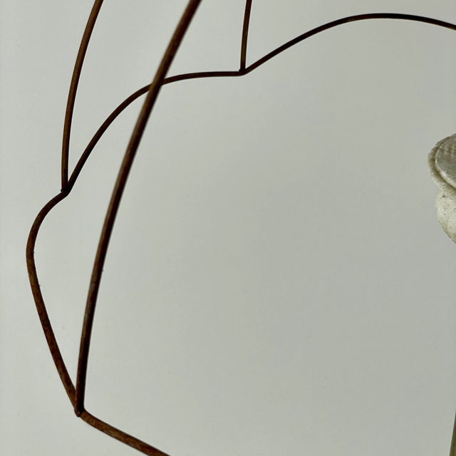 Metal 1940s Re-Purposed Metal & Stone Wire Table Lamp Into Candlestick Holder by Artist Mark Wasserbach For Sale - Image 7 of 10